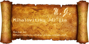 Mihalovitzky Júlia névjegykártya